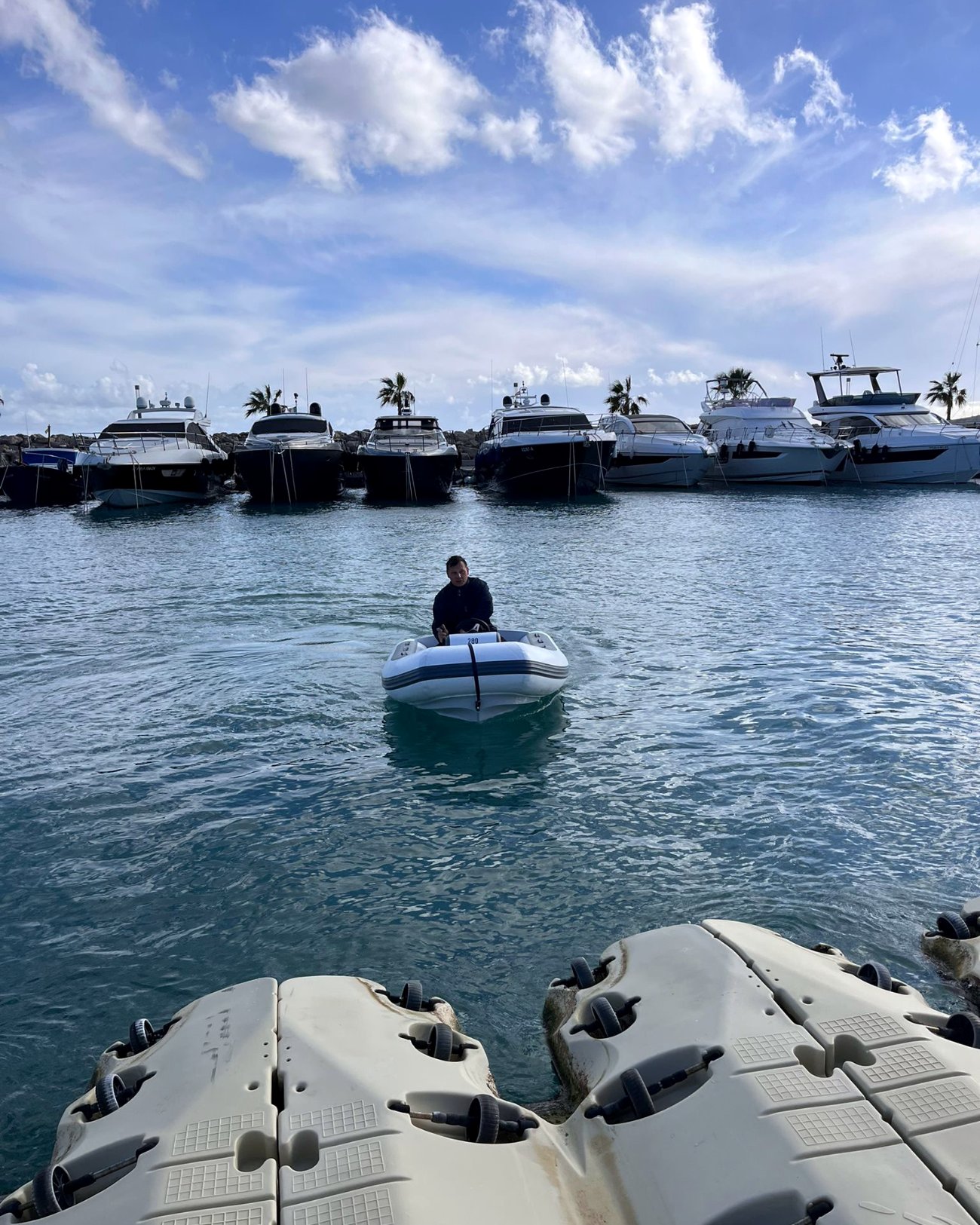 Cezary Hołownia in the marina, Mallorca