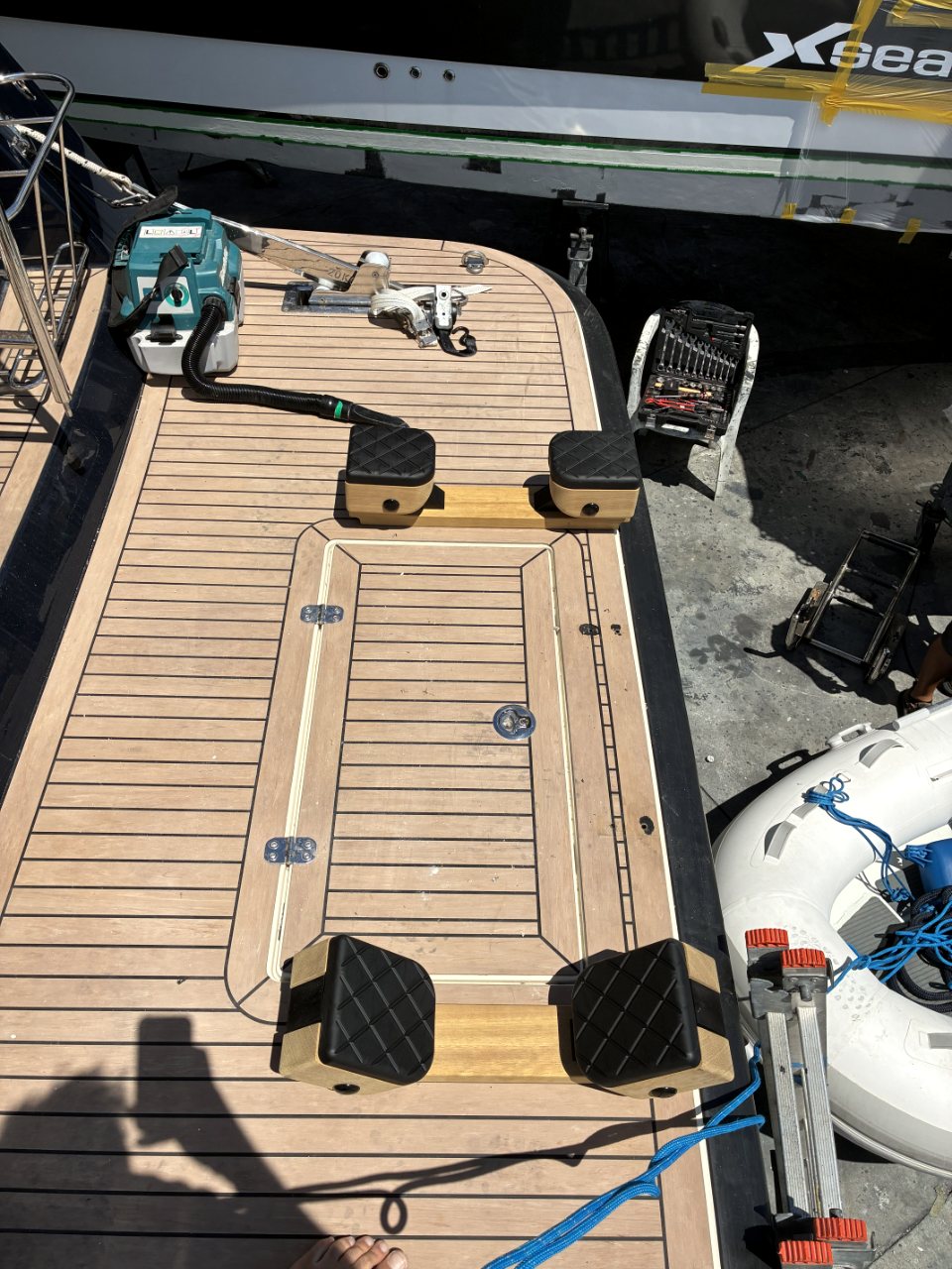 Deck hatch and trim, set flush and clean